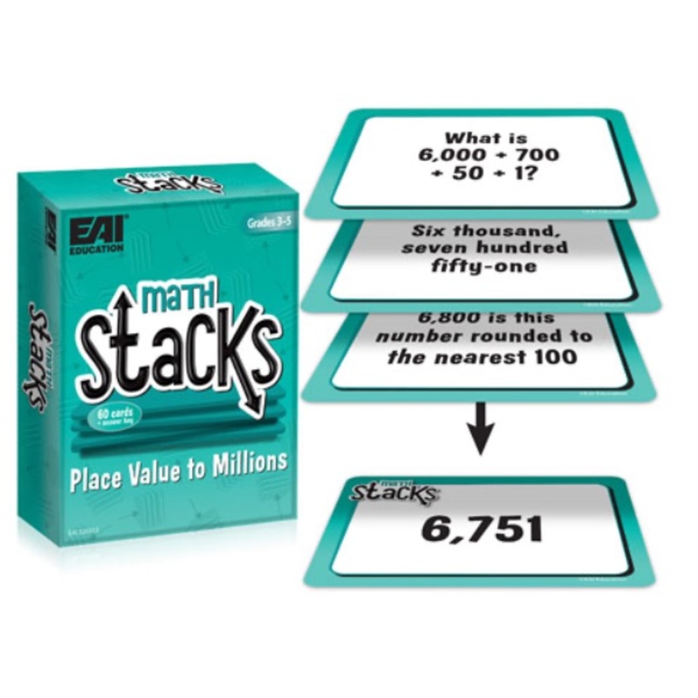 NWT MATH Stacks Place Value to Millions Game: Grades 3-5 (2 Pack)